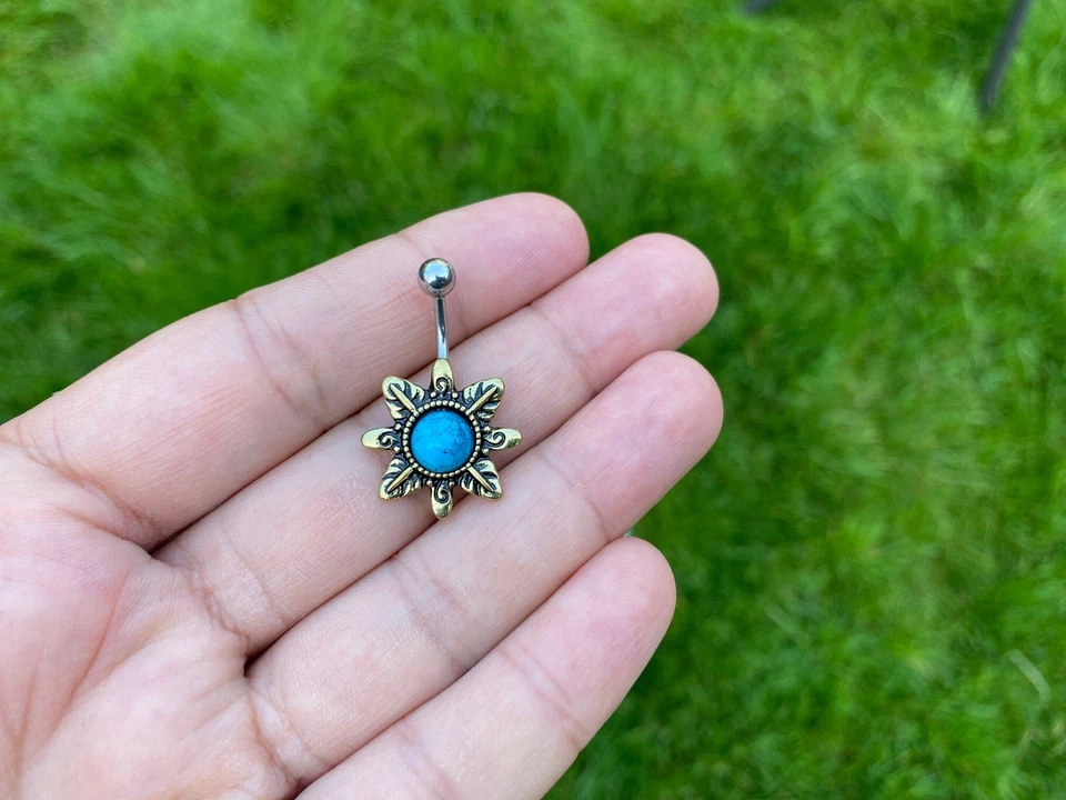 Crystal Flower sunflower Summer Bikini Crystal Navel Belly Button. - Image 2 of 4