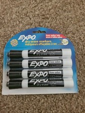 EXPO Dry Erase Markers Chisel Tip Low-Odor Black 4-Count 80661 