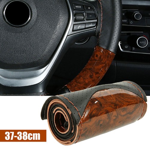 Peach Wood DIY Leather Steering Wheel Cover Non-Slip Universal Car Accessories - Bild 11 von 12