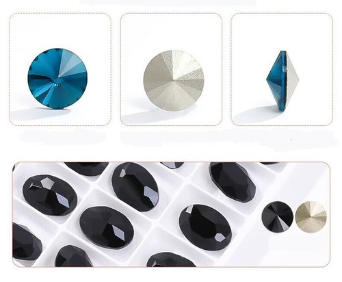 Estrás de vidrio de cristal K9 de alta calidad cuentas facetadas de color Rivoli joyas - Imagen 9 de 25