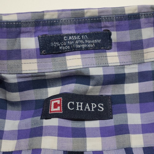 Chaps Button Down Shirt Sz 18.5-36/37 Wrinkle Free Classic Fit Essentials Purple - Picture 8 of 12