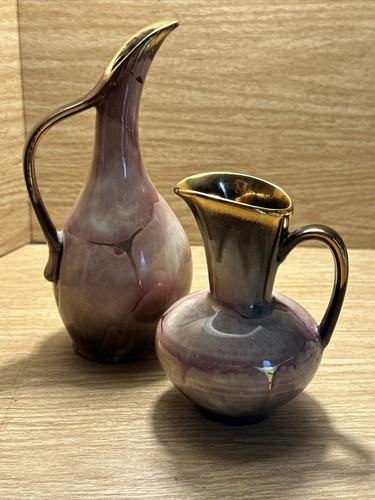 VTG Carstens Tonnieshof Qualitat Mid Century Pitcher West Germany Gold Burgundy - Picture 14 of 14
