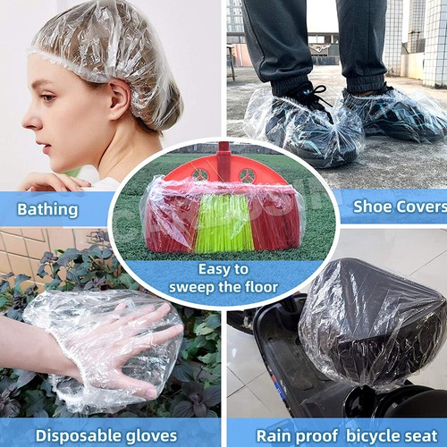 100X Shower Cap Clear Plastic womens Men Kids Hair Cover Waterproof - Picture 7 of 9