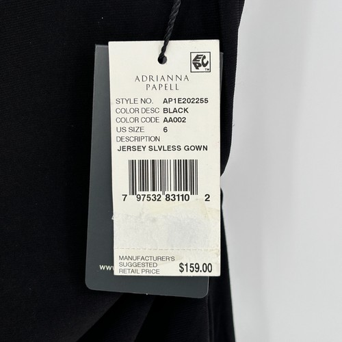 NWT Adrianna Papell AP1E202255 Black Jersey Square Neck Sheath Maxi Gown 6 - Picture 8 of 8