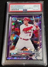 PSA 10 RC #20/20 NOLAN GORMAN 🚨PURPLE ICE REFRACTOR ROOKIE 💥2021 Bowman Chrome