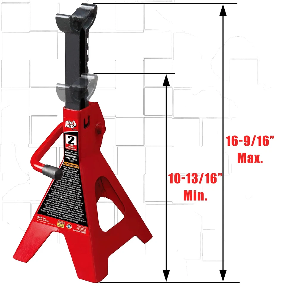 Carrinho hidráulico BIG RED Torin macaco de piso combo 2 toneladas T82001, 2 suportes de macaco - Imagem 4 de 4