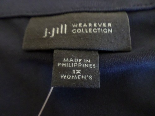 NWT! J JILL WEAREVER PERFECT V NECK TEE/TOP-1X-NAVY-VERY NICE! - Picture 2 of 3