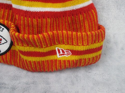 New Era Kansas City Chiefs NFL Pom Knit Stocking Cap Hat Adult One Size Fits - Picture 5 of 7