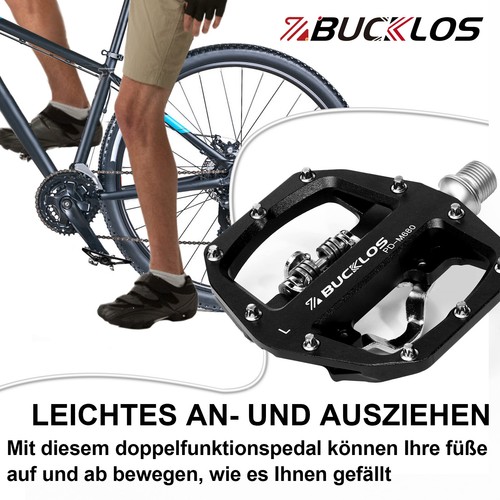 Flat/SPD Selbstsperrende Pedale 9/16" Mountainbike Lager Dual Funktion für SPD - Bild 11 von 17