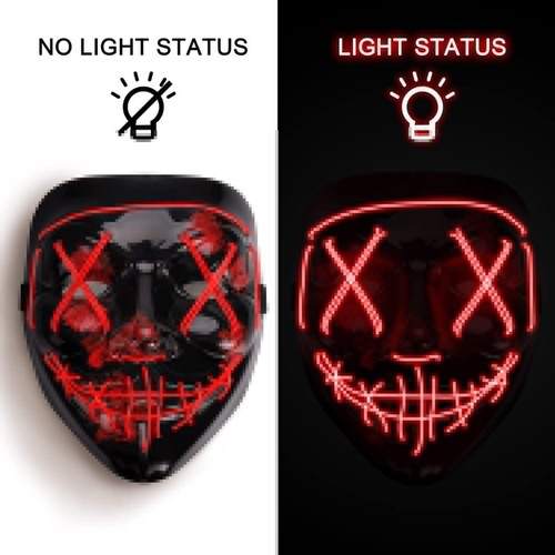 NEW Party Masks Purge Mask Light Up Neon Glow In The Dark Rave Halloween Cospaly - Picture 24 of 37