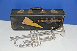 Silver-Trumpet-Cornet-Chicago-Ill-early-1940-039-s-Lymac-Lyons-Band-Instrument-Co