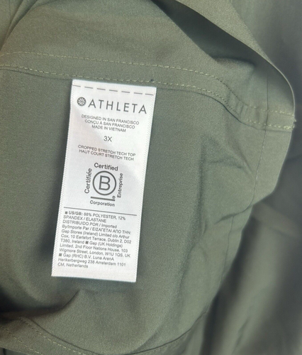Athleta Top Womans 3X Button Up Army Green Plus Capsule Work Travel Career Read - Picture 7 of 8