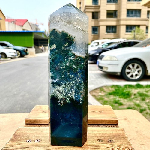 2.73LB Natural water grass agate wide column Obelisk quartz crystal sample colum - Picture 3 of 13