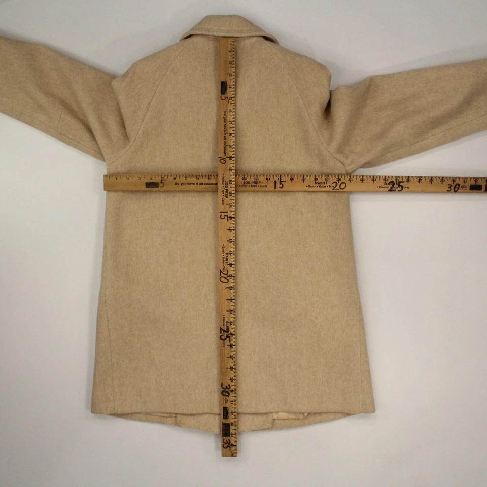 Abrigo Herman Kay Para Mujer Lana Pura Talla 10 Beige Forrado Botón Delantero Hecho en EE. UU. De Colección Foto 3 de 4