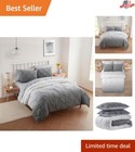 All-In-One 7-Piece Full Comforter Set - Ombre Pintuck Gray with Pillow Shams