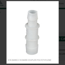 3/16 BARB X 1/8 BARB COUPLER POLYETHYLENE # PRC-31618