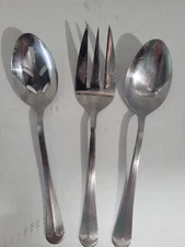 3 Piece Serving Set INTERNATIONAL STAINLESS CHINA - SPOON, FORK, SLOTTED SPOON