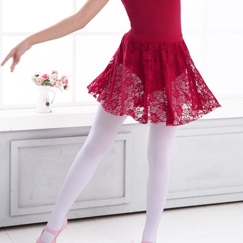 Kids Girls Ballet Dance Skirt Semi Sheer Floral Lace Elastic Waist Dancewear New - Picture 7 of 22