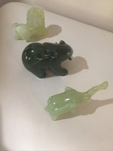Lotto Vancouver BC & Cinese Intagliato Giada Grizzly, Foo Dog & Elephant - Foto 3 di 12