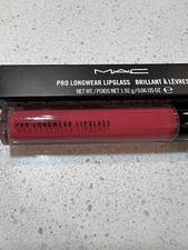 Rare MAC PRO LONGWEAR LIPGLASS FOREVER ROSE RED SHINY LIPGLOSS LIPSTICK