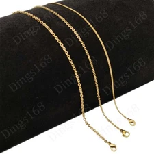 18K Yellow Gold Filled 1mm/2mm/2.4mm 16/18/20/22" 24" Cable Chain Necklace L146G