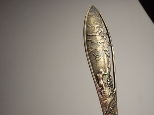 Sterling silver souvenir spoon Detroit Michigan Harbor Skyline Heart of Detroit - Picture 5 of 24