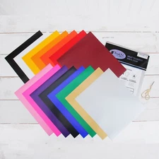 15 Sheets of Heat Transfer Vinyl Packs 10"x12" Sheet -15 Colors & 2 Variety Pack