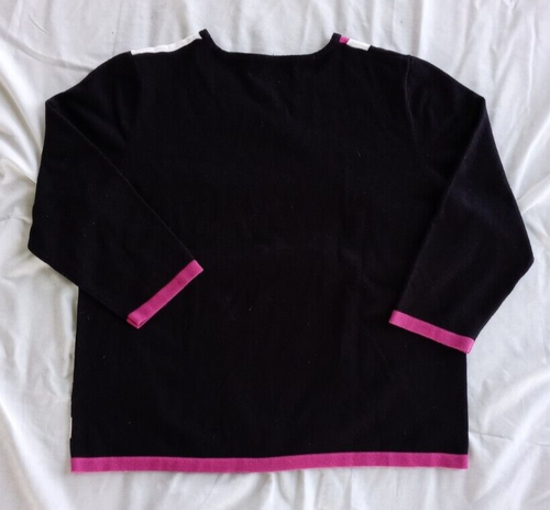 Alfred Dunner Women's Medium Color Block Sweater Black Pink White 3/4 Sleeve - Picture 11 of 12