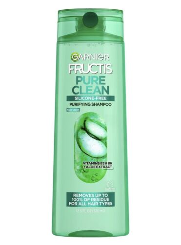 Garnier Fructis Pure Clean Purifying Shampoo, Silicone-Free, 12.5 Fl Oz