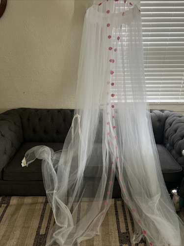 POTTERY BARN KIDS BED CANOPY/PINK POM POMS - Picture 9 of 10