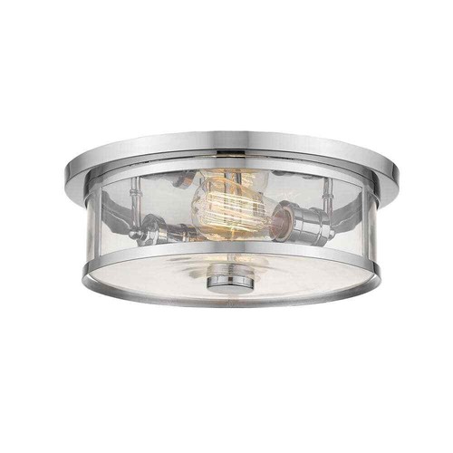 Unbranded Savannah 13.75 in. 2-Light Chrome Flush Mount with Clear Shade - Picture 2 of 6