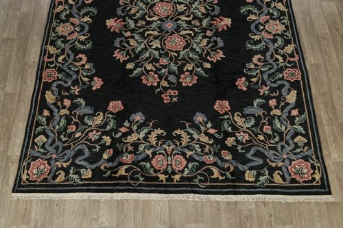 Floral Traditional Aubusson Oriental Area Rug Hand-knotted Wool Dining Room 9x12 - Picture 5 of 12