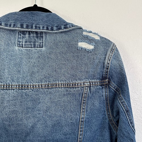 Distressed Button Front Womens Jean Jacket Pockets Collared Casual Cotton Medium - Bild 7 von 12
