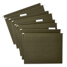 Green Hanging File Folders, Letter Size, 1/5 Cut Tabs and Inserts, Box of 25