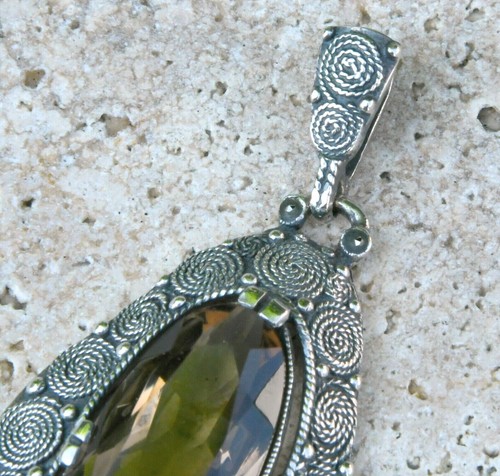 ANHÄNGER pendant Schmuck Theodor Fahner 925 Sterling Silber Rauchquarz facette   - Bild 8 von 12