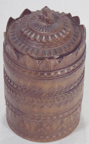 Carved Wood Pot Tobacco? Norwegian Antique 19thC 14cm Scandinavian Quality RARE - Picture 9 of 18