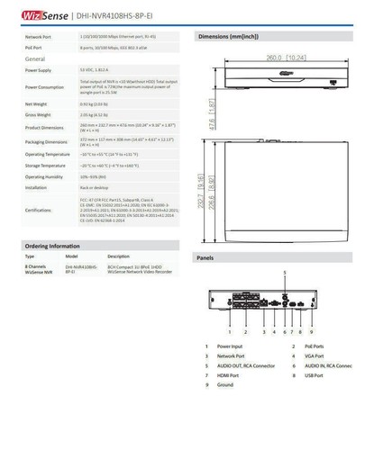 Dahua NVR4108HS-8P-EI 8CH 8PoE 1SATA 4K NVR AI WizSense 16MP Net Video Recorder - Picture 6 of 6