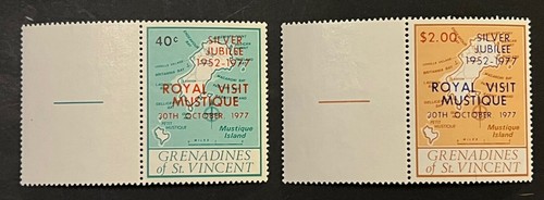 Travelstamps: Grenadines of St Vincent Stamps Sc #127-128 - 1977 Royal Visit MNH - Picture 4 of 4