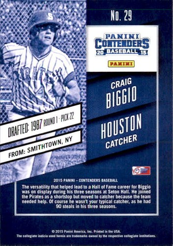 Craig Biggio 2015 Panini Contenders Card #29 - Picture 2 of 2