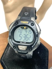 Timex Women's Watch Ironman Quartz Digital Indiglo Black Rubber Band Sport 38mm