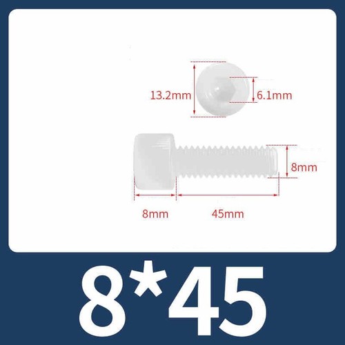 Nylon Plastic Socket Hex Cap Head Hexagon Screws Allen Bolt White M3 M4 M5-M12 - Picture 57 of 90