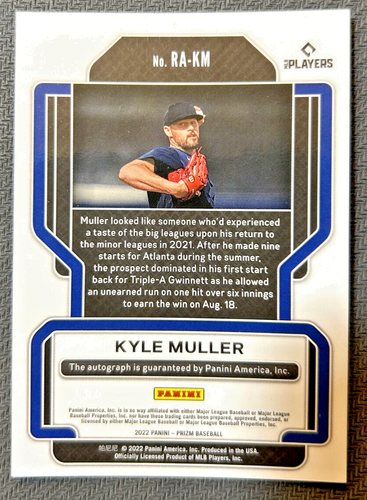 KYLE MULLER 2022Prizm Rookie Autographs card #RA-KM Atlanta Braves - Picture 2 of 5