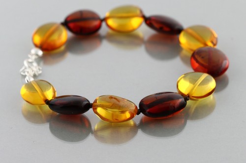 Genuine BALTIC AMBER Knotted Beads Silver Adjustable Chain BRACELET 10.7g 0503-2 - Picture 4 of 5
