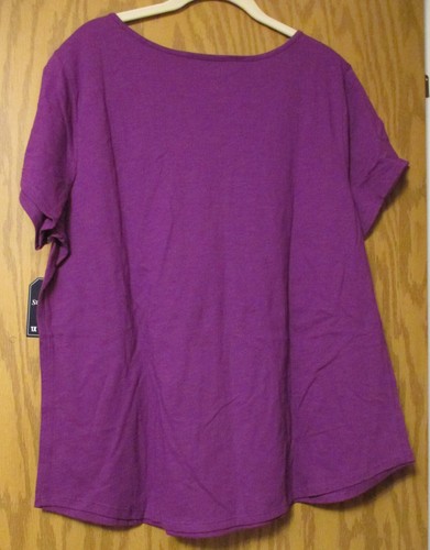 St Johns Bay Purple Tee with Lace Trim around Neckline (1X) NWT MSRP $30 - Picture 2 of 4