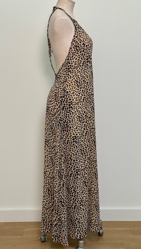 VICTORIA'S SECRET maxi SWIM COVERUP dress ANIMAL PRINT halter OPEN BACK sz S - Picture 3 of 11