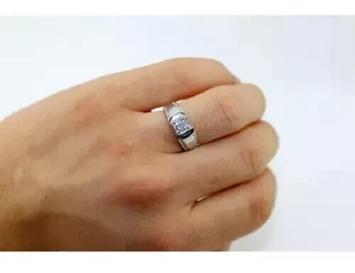 2Ct Round Lab-Created Diamond Pinky Engagement Men’s Ring 14K White Gold Plated - Picture 2 of 4
