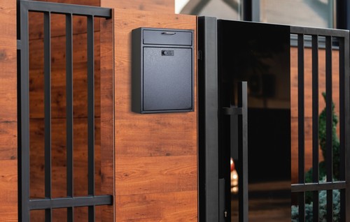 Mailbox Slot Drop Box Wall Mount Secure Locking Cabinet Heavy Duty Steel Black - Picture 9 of 9
