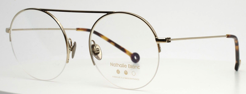 NATHALIE BLANC Hermes 227 Gold Grey Unisex Round Eyeglasses 53-21-142 B:51 - Picture 1 of 15