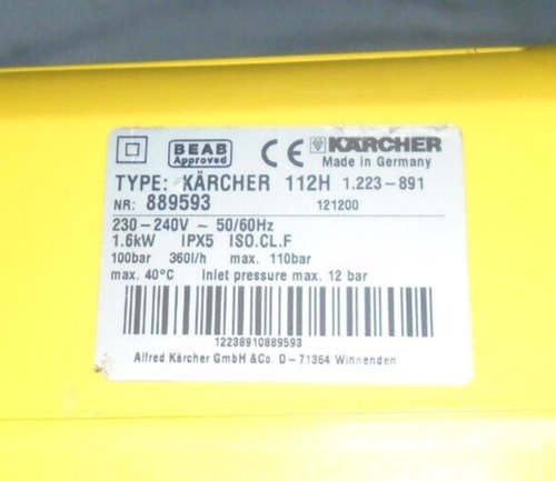 KÄRCHER 112 H Hochdruckreiniger 100 bar 1450 PSI nur einmal benutzt getestet funktioniert - Bild 8 von 17