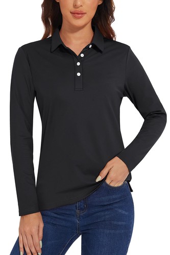 Women's Golf Shirts Lightweight UPF50+ Long Sleeve UV Protection Polo Shirts US - Picture 48 of 61